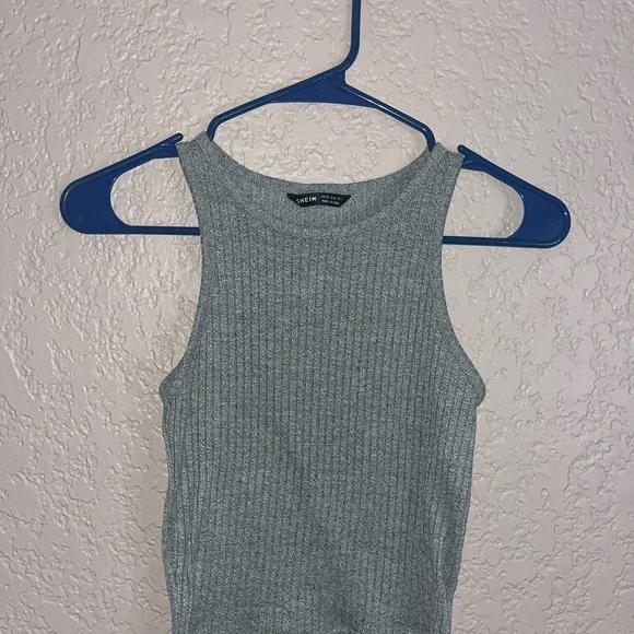 Grey Ribbed Tank Top - Picture 1 of 3